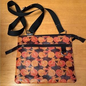 Leather Bicycle Print Crossbody Bag